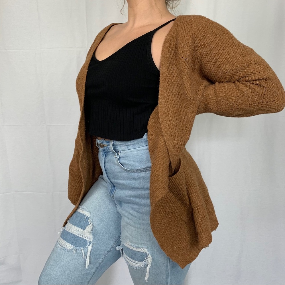 Tan brown cardigan sweater fall sweater w/ pockets